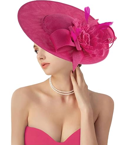 7435 Womens Church Derby Fascinator Hats Headpiece,20s 50s Vintage Linen dressfan Wide Brim Fascinator Derby Hats for Women,20s Linen  main image 4