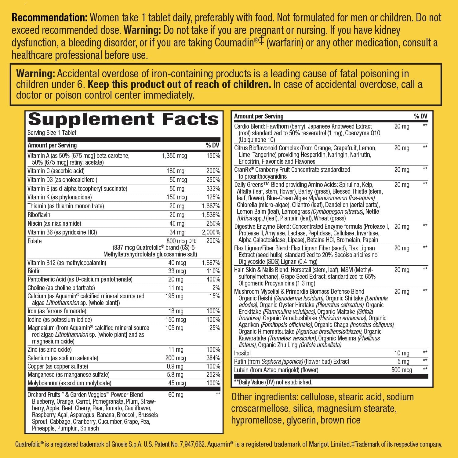 Nature’s Way Alive! Women’s Ultra Potency Complete Multivitamin, High Potency B-Vitamins, 60 Tablets: Health & Personal Care