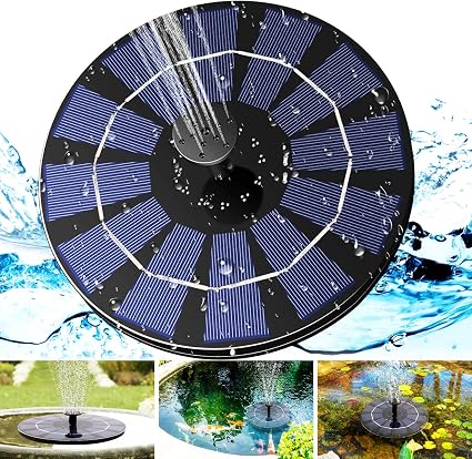 Amazon Com Sunrich Solar Powered Water Fountain Pump 2 5w Bird Bath Power Fountains 1200mah Battery Backup With 7 Nozzle Free Standing Floating For Garden Outdoor Pond Pool Garden Outdoor