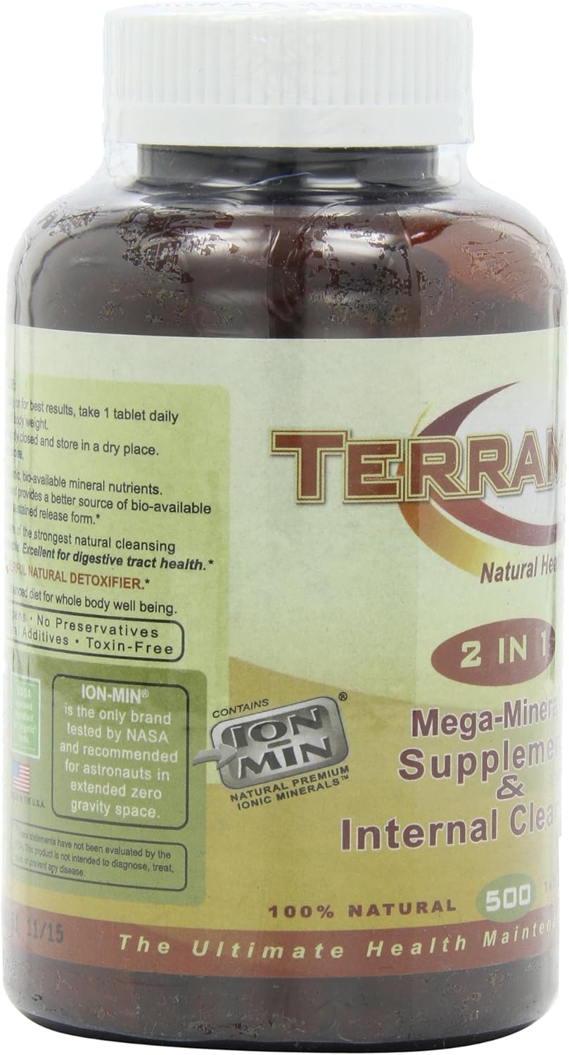 Ion-Min, Terramin 2 in 1, Mega-Mineral Supplement & Internal Cleanser Tablets, 1-Gram, 500-Count: Health & Personal Care