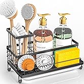 Cisily Large Capacity Kitchen Sink Caddy Organizer, Rustproof Non-Slip Sponge Holder With Dish Brush Holder Organizer, Kitchen Organization and Storage, Essentials Accessories for Countertop