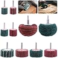 Mardatt 10Pcs Non Woven Abrasive Buffing Pads Wheels Drill Attachment Set, Scouring Pads Wheel with 1/4" Shank, Rotary Buffer Tool Accessories for Polishing Mirror Stainless Steel Copper Aluminum
