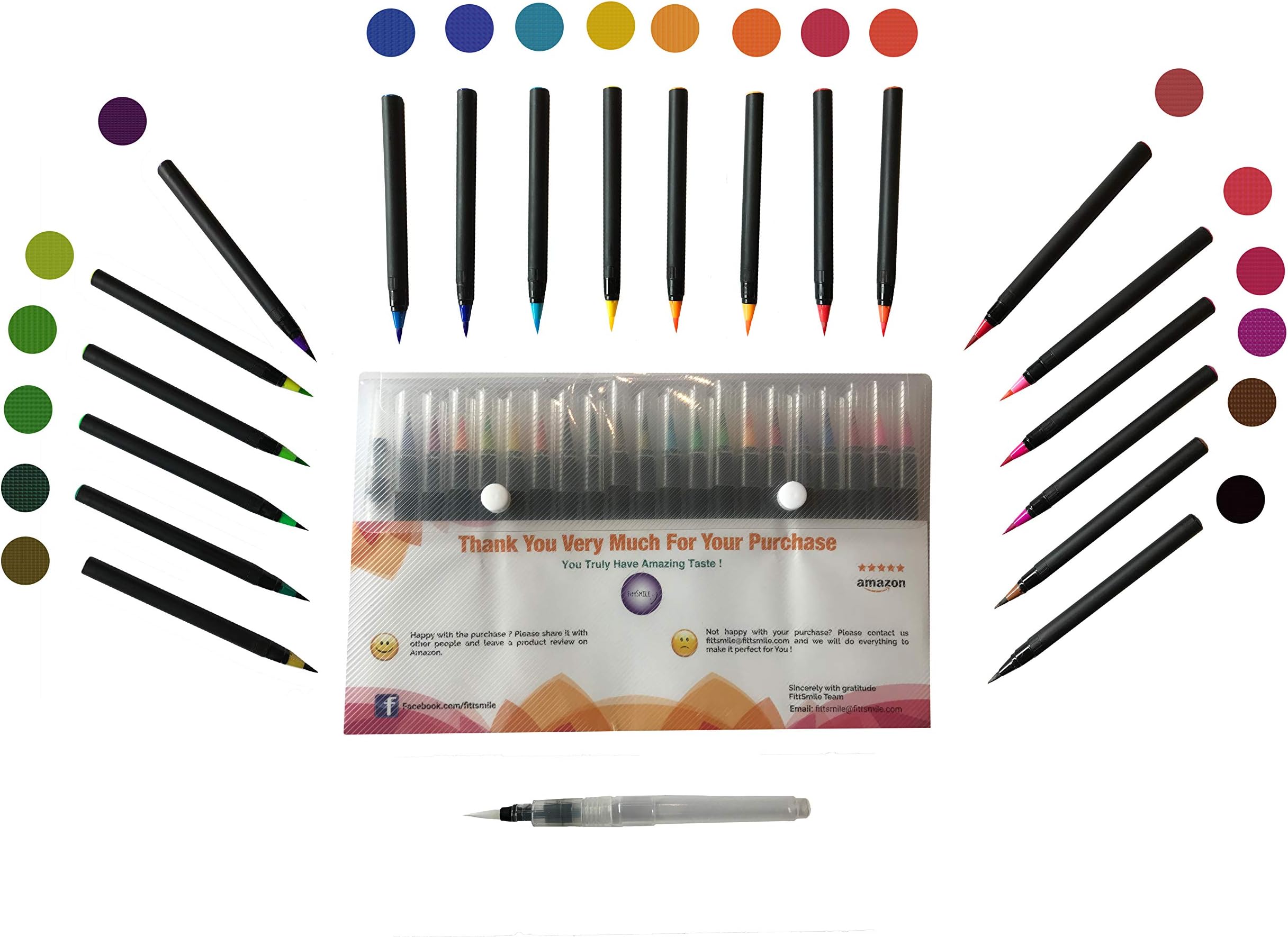Watercolor Brush Pens - Best For Kids And Adult Coloring Books, Drawing, Calligraphy - Soft Tip Markers - Ultra Vibrant Colors - 20 Color Pen Set - Extra 1 Refillable Water Pen - Makes A Great Gift