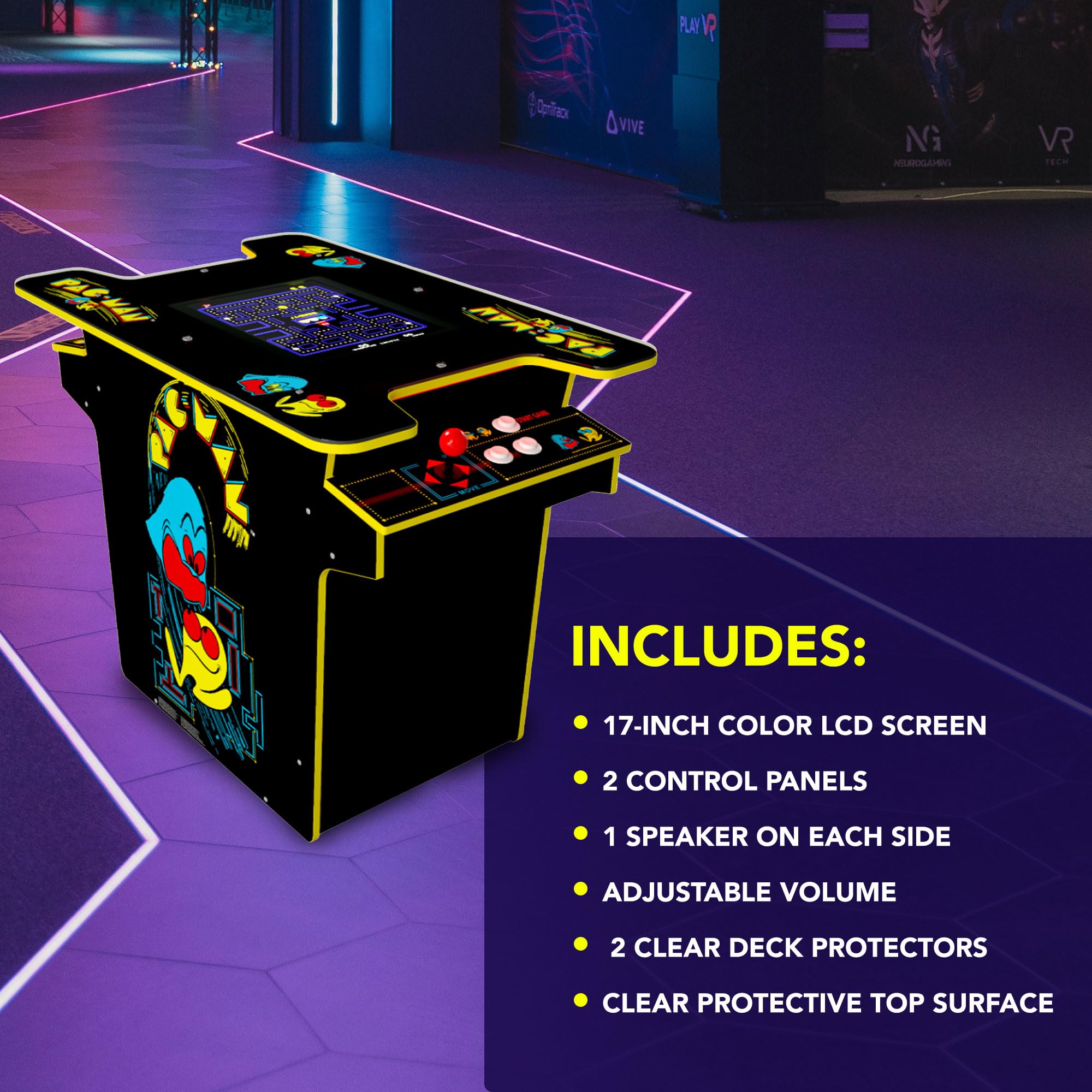Arcade1Up Pac-Man Head-to-Head Arcade Table, Black Series, 17