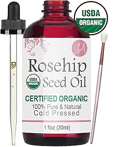 Organic Rosehip Seed Oil (100% Pure & Natural - USDA Certified Organic) Cold Pressed, Chemical Free, Unrefined - All-Natural Moisturizer for Amazing Hair, Skin, and Nails - 1oz Bottle