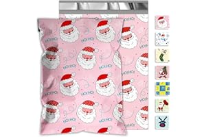 JinRuiKJ Christmas Poly Mailers 10x13 Inch 100 Pcs - Heavy Duty Tear-Proof Mailings Envelopes - Waterproof Shipping Bags for Small Business & Boutique - HoHo Santa