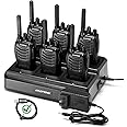 BAOFENG BF-88ST Walkie Talkies Long Range (6 Pack), Rechargeable Two Way Radio with 6 Way Multi Unit Charger, License-Free Walky Talky for Adults with Earpieces, USB Charging, Black