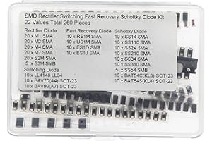 HUABAN 22 Values Total 260 Pieces SMD Rectifier Diode Fast + Recovery Diode + Schottky Diode + Switching Diode Kit