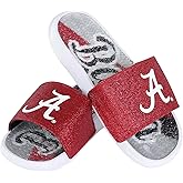FOCO Womens NCAA College Team Big Logo Shimmer Slide Flip Flop Sandals