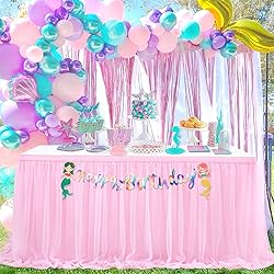 9FT Pink Tulle Table Skirt 2 Layer Tutu Table