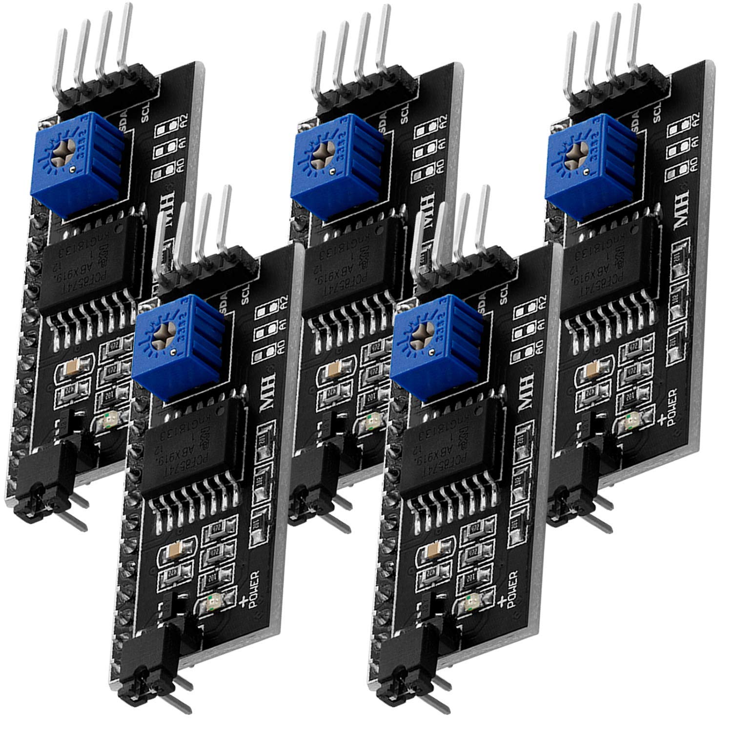 AZDelivery 5 x I2C Serial Adapter Module Interface Board for LCD Display 1602 and 2004 compatible with Arduino Including E-Book!