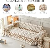 SHANNA Geometric Chenille Sofa Cover 2 3 4 Seater Tassel All Season view 7