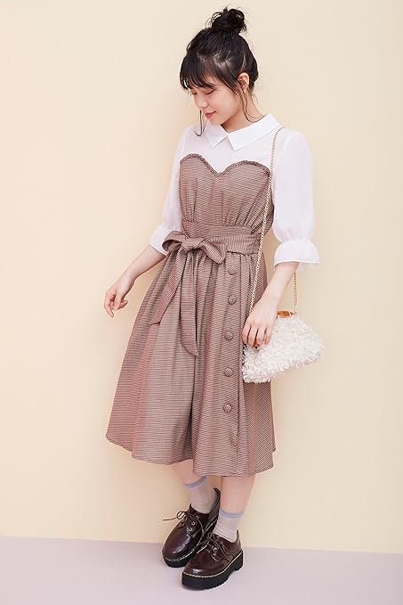 オリーブ デ オリーブ Olive Des Olive チェック柄ドッキングワンピース Free ボルドー ワンピース チュニック 通販 Amazon