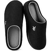 VeraCosy Women's Two-Tone Slippers Soft Comfy Knit Memory Foam Non-slip Indoor Outdoor House Shoes