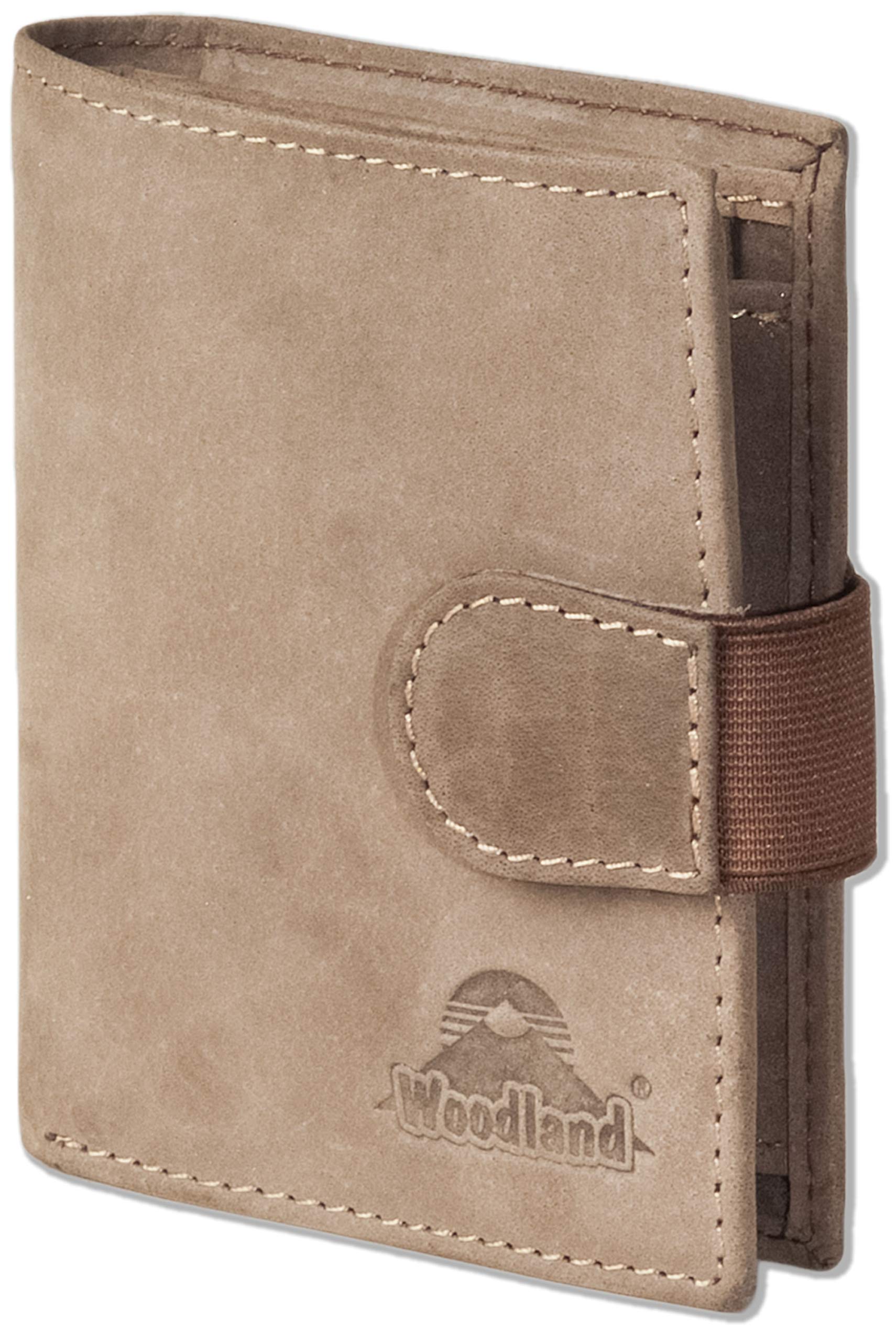Woodland® Super Compact Purse with XXL Credit Card Pockets for 18 Cards Made From Natural Buffalo Leather, Dunkelbraun / Taupe (Brown) - 4602907