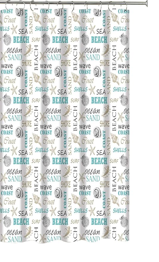 Ocean Shells Theme Fabric Shower Curtain Modern Decorative
