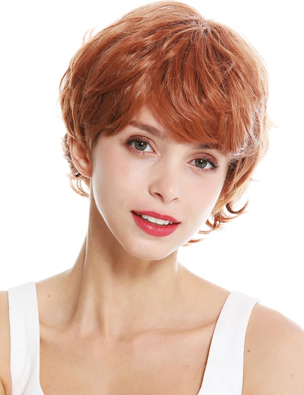 WIG ME UP, YZF-41008 women's quality wig fringe short wild wavy highlights reddish brown blonde, Brown-blonde mix (M30LTM27X)
