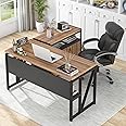 Tribesigns 55-inch L Shaped Desk with Drawer Cabinet, Executive Computer Desk and lateral File Cabinet, 2 Piece Home Office Furniture with Drawers for Hanging File, Doors with Locks (Brown, 55 inches)