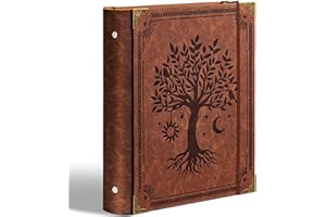 Ovesmusl Leather 3 Ring Binder Fits 8.5"x11" Letter Size Paper, 2 Inch Round Ring Binder Holds 500 Sheets, Notepad Paper Cove