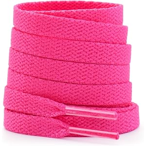 RJ-Sport Shoe Laces for Sneakers - 2 Pairs Flat Replacement Shoelaces | 5/16" Wide Shoe Strings for Low & High Tops