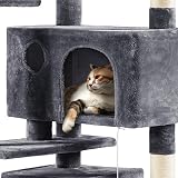 Yaheetech Tall Cat Tree 178cm with Caves, Platforms, Scratching Posts Dark Grey view 5