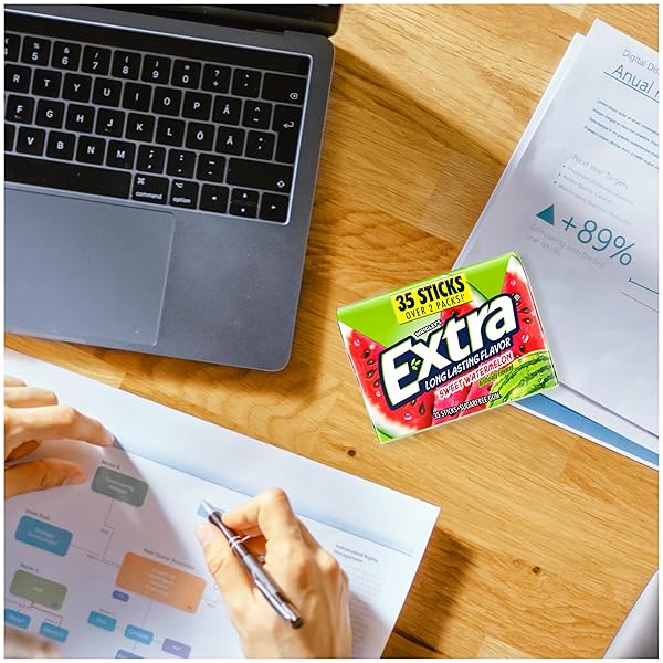 EXTRA SWEET WATERMELON SUGAR FREE CHEWING GUM PACK, 35 STICKS (PACK OF 6), MEGA BULK GUM