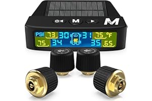 Marcala 2026 V2.0 TPMS Sensors Set of 4 | 50ft Extended Range Version | Tire Pressure Sensors Pack of 4 | 0-98PSI for RV/Camper/Trailer/Truck | Solar Charge & 6 Alarm Modes | Prevent Flats & be Safer