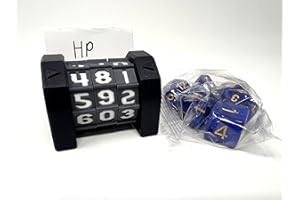 MunnyGrubbers - 1 Pack Life Counter - HP Tracker - (Tracking Cards & Random 7PC D20 Dice Set Included) - MTG - Tabletop RPG - Board Games - DND - Dungeons and Dragons (1 Pack - Black)