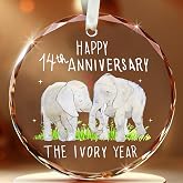 MALFIRST Ivory 14th Anniversary Wedding Gift &ndash; Happy 14th Anniversary Ornament, 14th Wedding Anniversary Keepsake Gifts for Him Her, Ivory Anniversary Decoration Gifts for Husband Wife