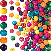 Pndeyo 100pcs 9x10mm Wooden Beads for Crafts, Colorful Round Large Hole Wood Hair Bead, Lightweight Wooden Spacer Beads for Macrame Necklace Bracelet DIY Craft Handmade Decor