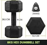 Yaheetech 4 kg Dumbbells Set of 2 Hex Grip Home Gym Strength Training 8 kg view 2
