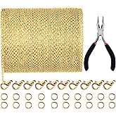 JOVITEC 39.4 Feet 2 mm Gold Chain for Jewelry Making Gold Link Necklace Chains with 30 Pieces Lobster Clasps and 100 Pieces Jump Rings for DIY Jewelry Making Accessories