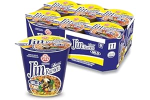 OTTOGI OTOKI Jin Ramen Mild, KOREAN STYLE INSTANT CUP NOODLE, Best Tasting Soup and noodles, Traditional Instant ramen noodles (65g) - 6 Pack