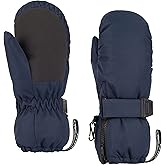 HIGHCAMP Kids Long Cuff Winter Snow Ski Mitten with Zipper Waterproof Gloves for Toddler Boys Girls
