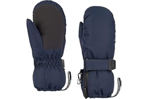 HIGHCAMP Kids Long Cuff Winter Snow Ski Mitten with Zipper Waterproof Gloves for Toddler Boys Girls