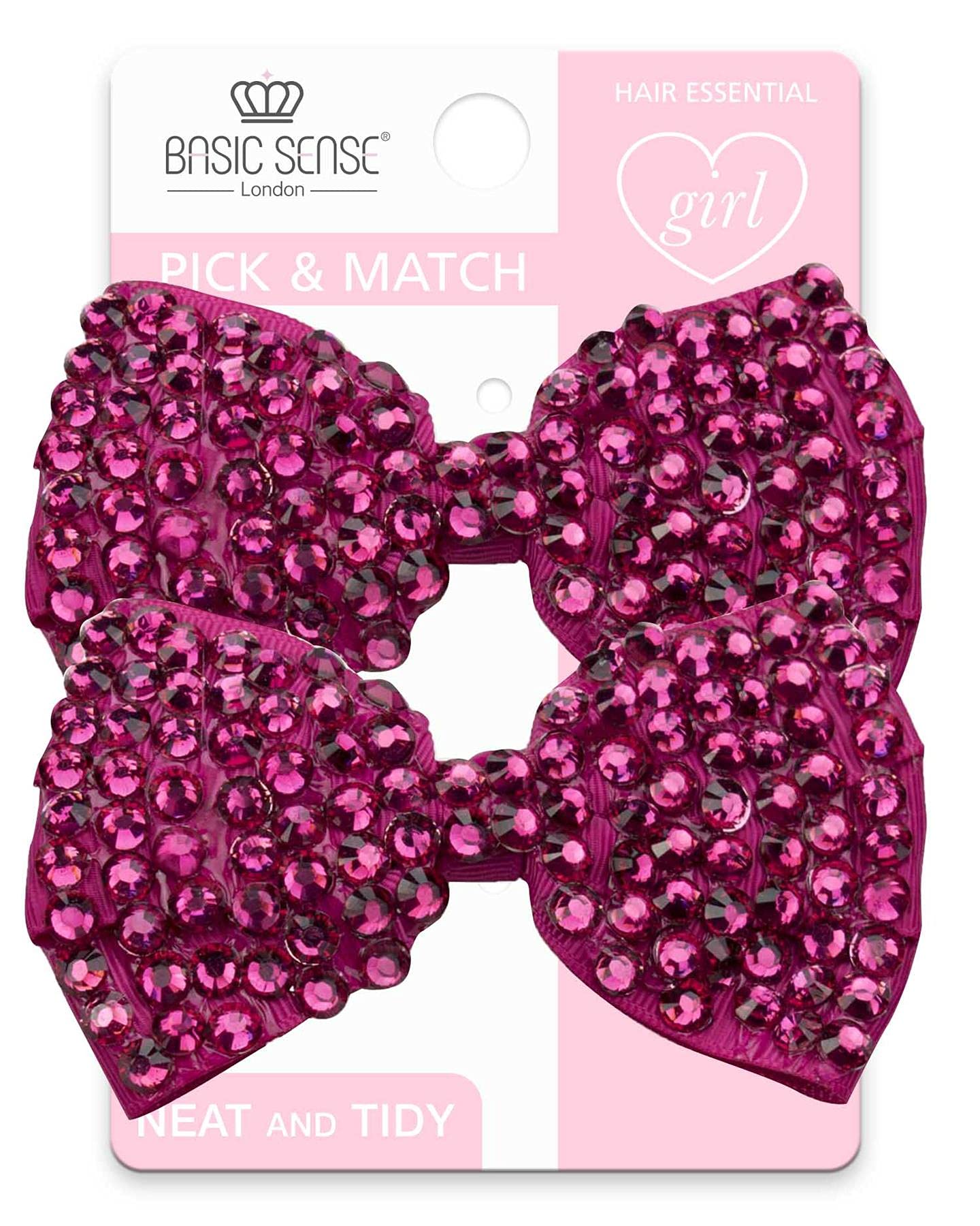 Rhinestone Hair Clips for Girls, Glitter Hair Bow Clip, Hair Accessories, A pack of 2pcs, Fuchsia