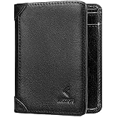 KLOMORE Leather Wallet for Men, RFID Blocking Bifold Mens Wallets Vintage Large Purse Credit Card Holder Gifts For Men