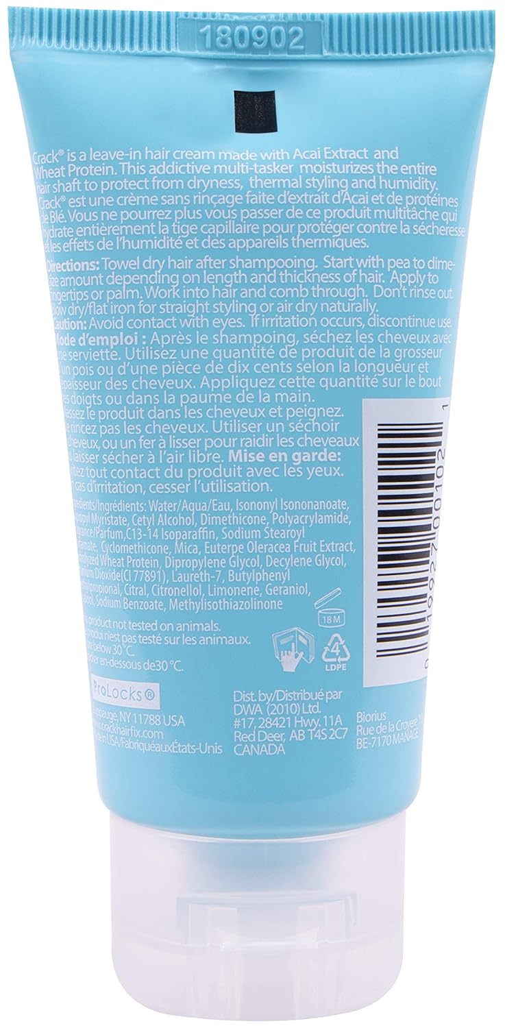 CRACK HAIR FIX Styling Creme - Multi-Tasking, Anti-Frizz, Leave-In Styling Aid With Protection from Humidity, Chlorine, Heat Treatments & Sun ( 1.25 Oz / 57 Milliliter ) : Hair Styling Serums : Beauty
