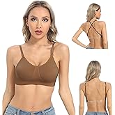 OBICUM Backless Clear Back Bra Convertible Wireless Dance Bra Unpadded Adjustable Straps Low Back