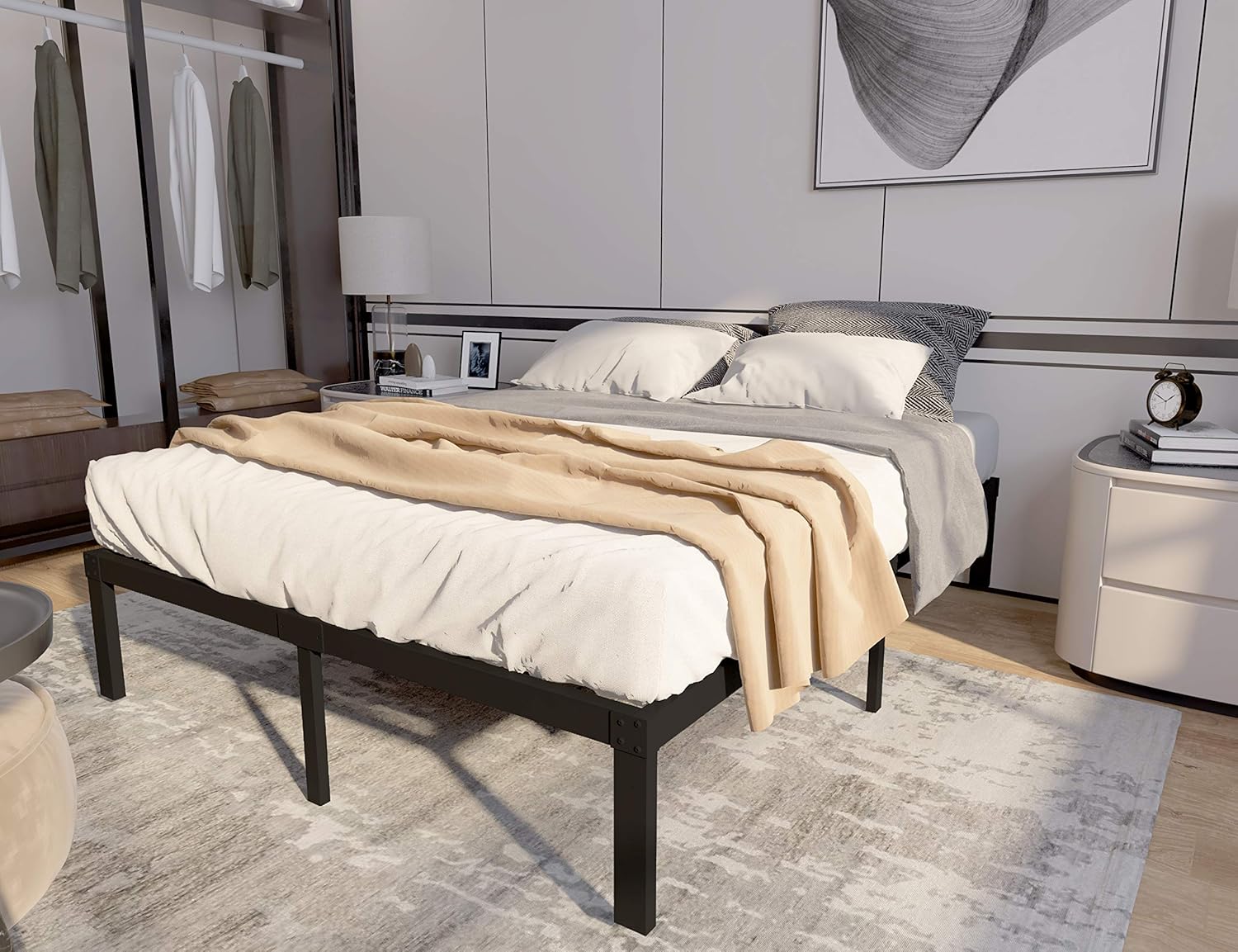 COMASACH Heavy Duty Non-Slip Full Size Bed Frame with Steel Slat Support, 14 Inch Durable and Strong Platform Metal Bed Frames Mattress Foundation for 3500 lbs, No Noise, No Box Spring Needed: Furniture & Decor