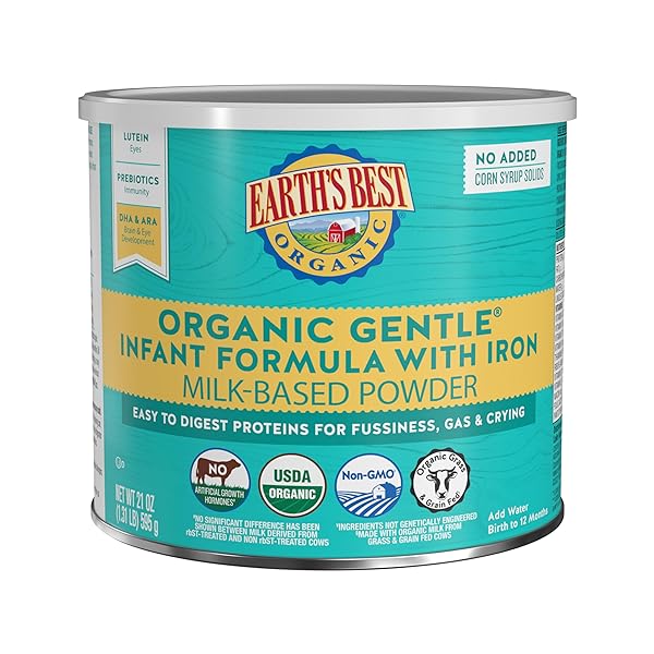 EARTH’S BEST ORGANIC GENTLE INFANT FORMULA WITH IRON...