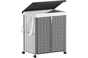 Laundry Basket with Wheels, 110L Large Laundry Hamper with Lid and Handle, VOPEAK Collapsible Laundry Baskets Dirty Clothes Hamper, Hampers for Laundry Rolling Laundry Basket for Clothes Toy (Metal)