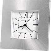 Howard Miller Kendal Tabletop Clock &ndash; Analog Desk Clock, Roman Numerals, Quartz Movement, Brushed Aluminum, Square, Mid-Century Modern