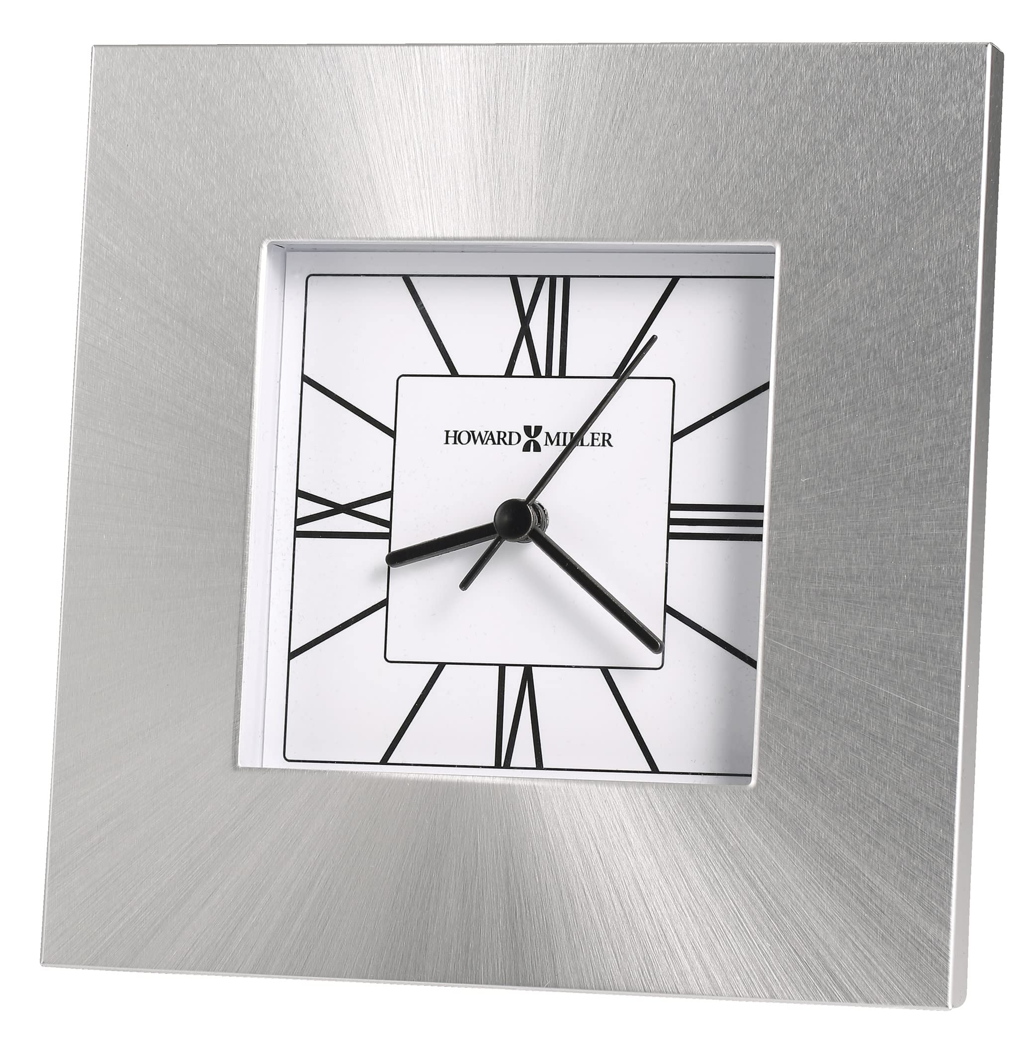 Howard Miller Kendal Table Clock 645-749 – Silver Square Aluminum Home Decor with Quartz Movement