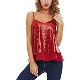 Christmas Women Sequin Tank Tops Sparkly Sequin Camisole Tops Glitter Sequined Vest Christmas Party