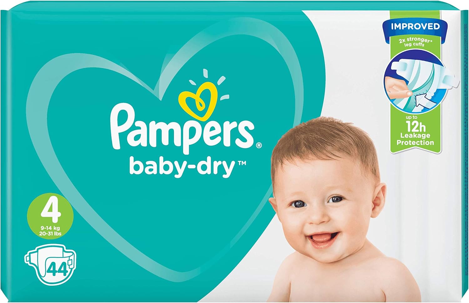 Pampers BabyDry Size 4, 44 Nappies, 914 kg, Essential Pack, Air