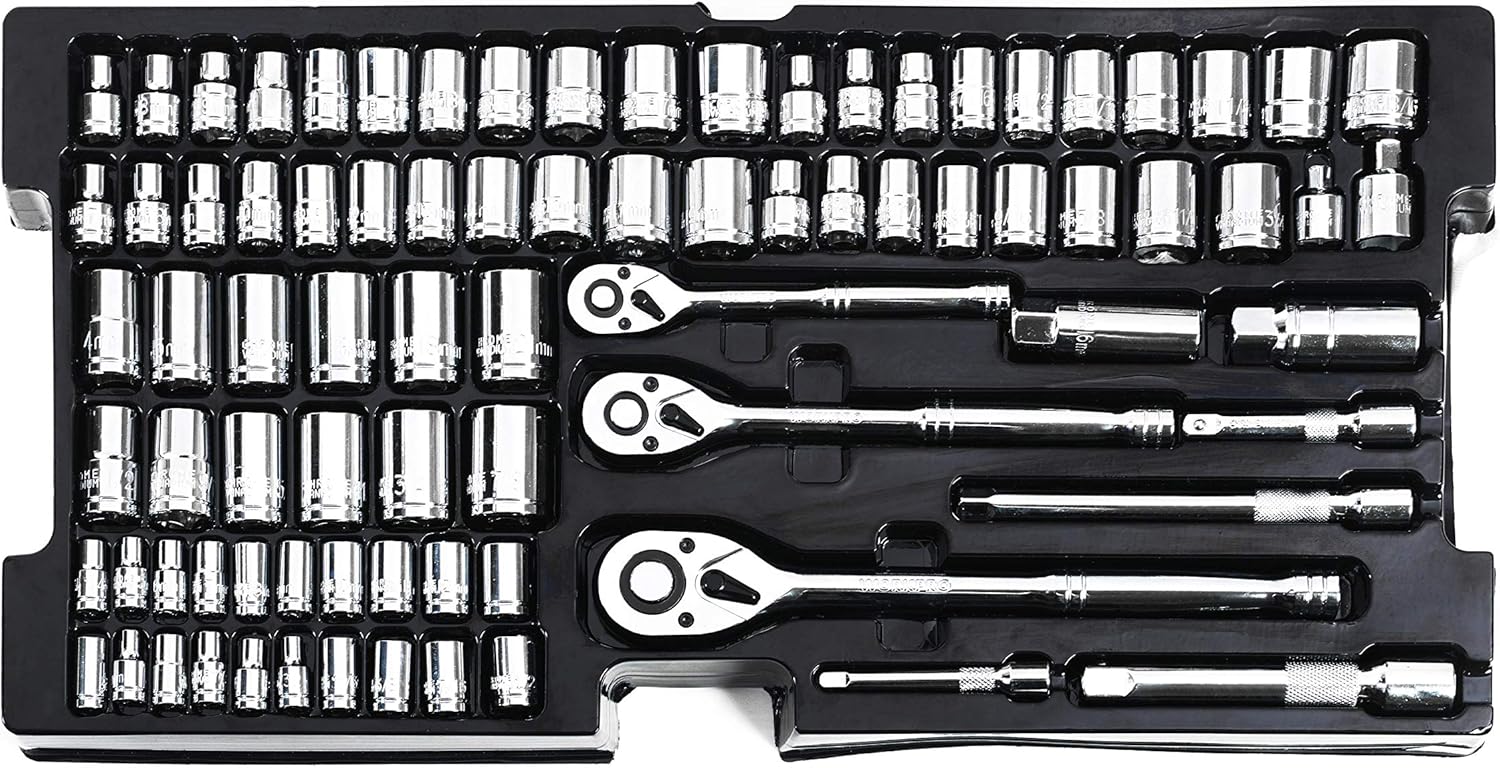 WORKPRO 408-Piece Mechanics Tool Set with 3-Drawer Heavy Duty Metal Box (W009044A) - - 