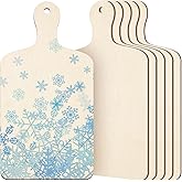 Marsui6 Pcs 11.8 x 6.3 x 0.1 Inch Mini Wooden Cutting Board for Craft Small Charcuterie Boards with Handle Unfinished Wood Cheese Crafts for DIY Kitchen Decor Vegetable Fruit