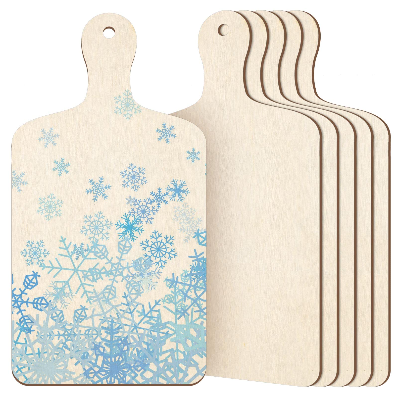 Marsui Mini Wooden Cutting Board Charcuterie Boards with Handle Unfinished Wood Individual Cheese for Autumn Fall Xmas Decor Kitchen Vegetables Fruit Supply (11.8 x 6.3 0.1 Inch, 6 Pcs)