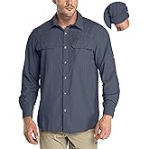 33,000ft Men's Long Sleeve Sun Protection Shirt UPF 50+ UV Quick Dry Cooling Fishing Shirts for Travel Safari Camping Hiking